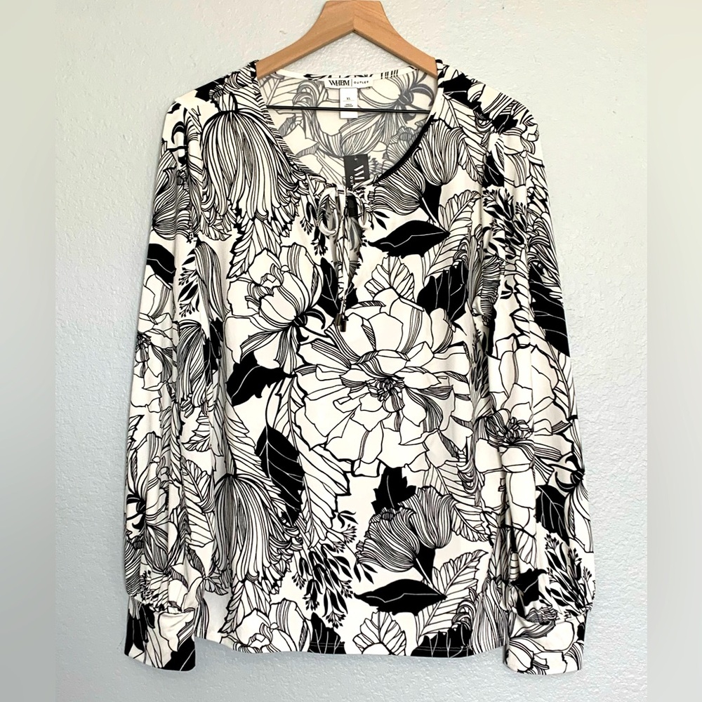 New White House Black Market Outlet Notch Neck Top Blouse Size XL